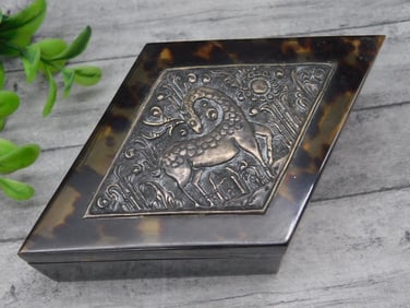 TORTOISESHELL GIRAFFE DIAMOND SHAPED NESTING BOXES VINTAGE ANTIQUE