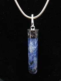SODALITE PENDANT ON CHAIN NECKLACE ROCK STONE LAPIDARY SPECIMEN