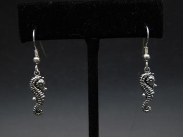 STERLING SILVER SEA HORSE EARRINGS