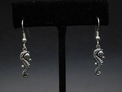 STERLING SILVER SEA HORSE EARRINGS: STERLING SILVER SEA HORSE EARRINGS