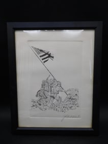 RAISING THE FLAG ON IWO JIMA SKETCH BY ARTIST GABRIEL SWART