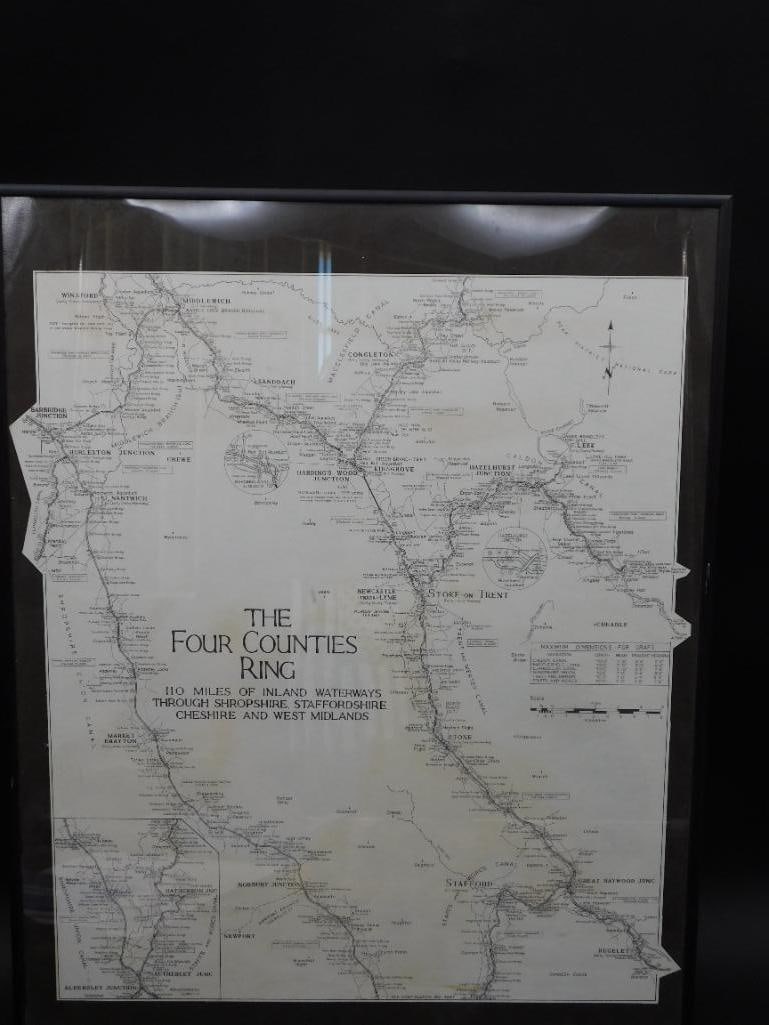 THE FOUR COUNTIES RING MAP ENGLISH VINTAGE ANTIQUE (1 of 5)