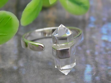 STERLING SILVER CRYSTAL ADJUSTABLE RING
