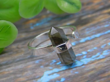 STERLING SILVER LABRADORITE ADJUSTABLE RING
