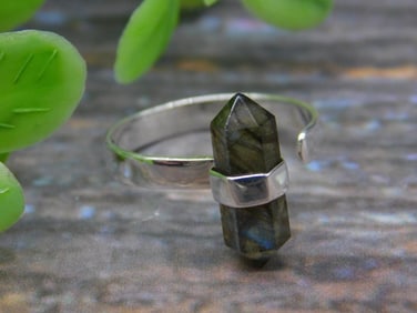 STERLING SILVER LABRADORITE ADJUSTABLE RING