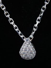 STERLING SILVER DIAMOND PENDANT ON STERLING SILVER CHAIN NECKLACE