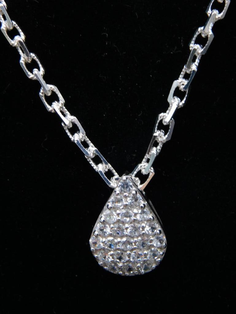 STERLING SILVER DIAMOND PENDANT ON STERLING SILVER CHAIN NECKLACE (1 of 4)