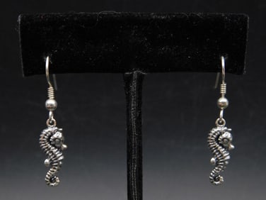 STERLING SILVER SEA HORSE EARRINGS