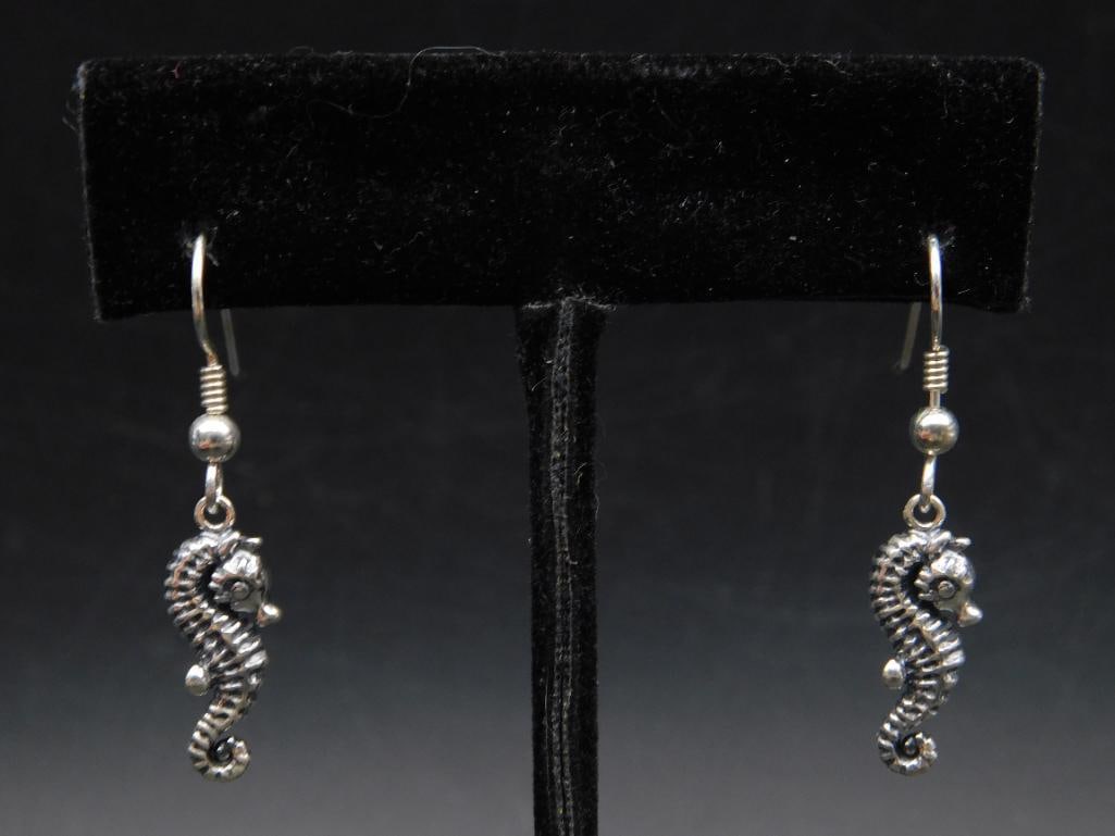 STERLING SILVER SEA HORSE EARRINGS: STERLING SILVER SEA HORSE EARRINGS