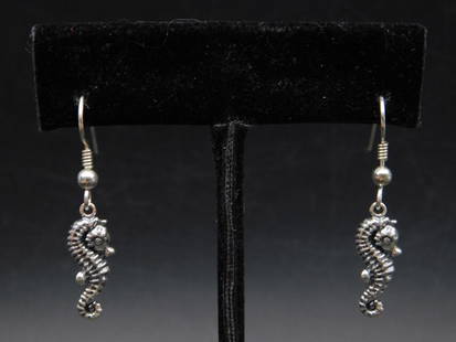 STERLING SILVER SEA HORSE EARRINGS: STERLING SILVER SEA HORSE EARRINGS