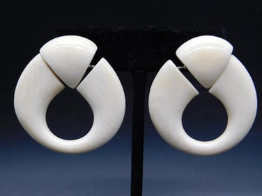VINTAGE BONE ON 14K POST GOLD FILLED NUT EARRINGS
