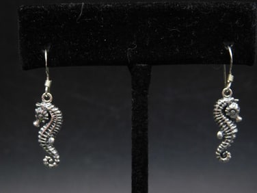 STERLING SILVER SEA HORSE EARRINGS