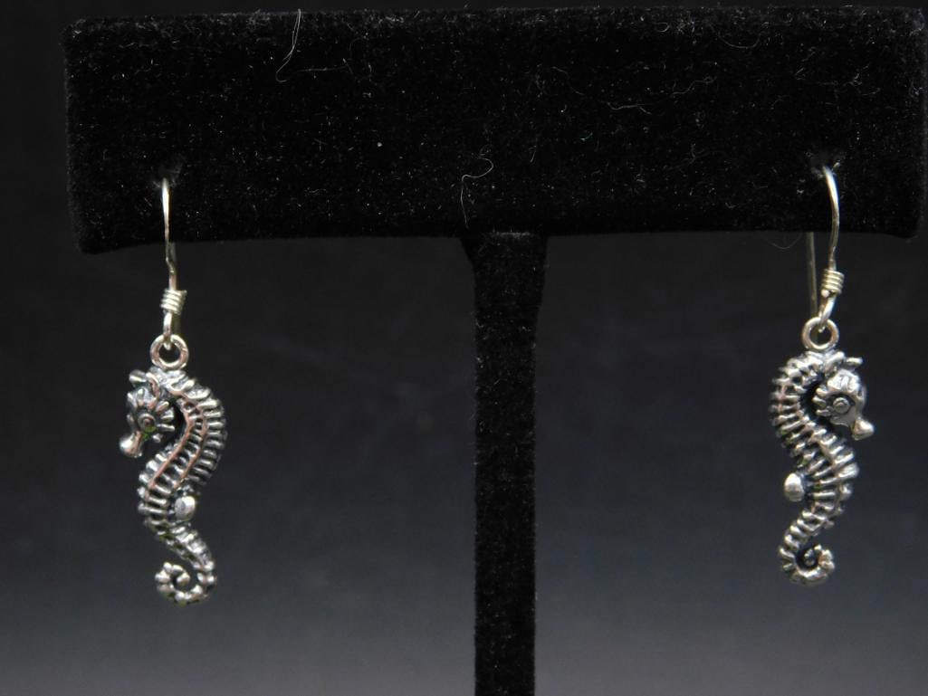 STERLING SILVER SEA HORSE EARRINGS: STERLING SILVER SEA HORSE EARRINGS