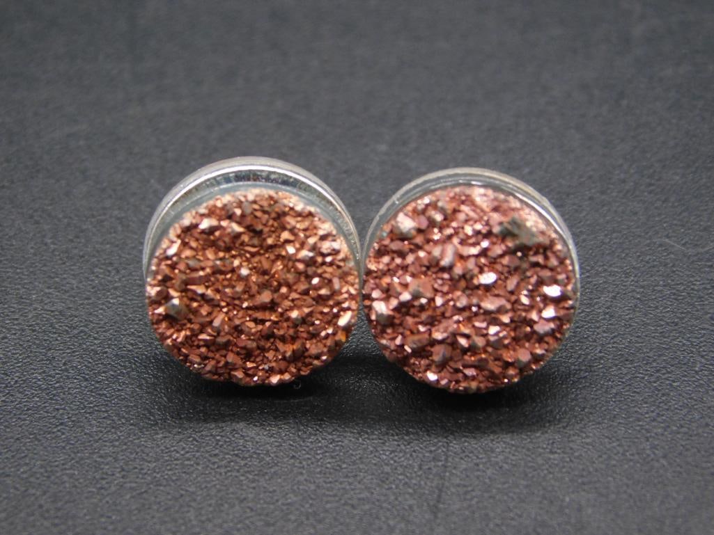 DRUZY QUARTZ EARRINGS VINTAGE ANTIQUE: DRUZY QUARTZ EARRINGS VINTAGE ANTIQUE