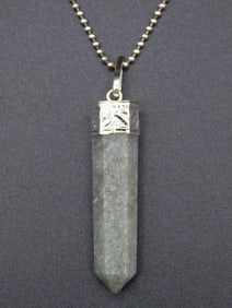 STONE OBELISK PENDANT ON ITALIAN STERLING NECKLACE VINTAGE ANTIQUE
