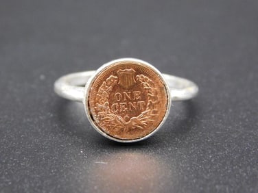 STERLING SILVER PENNY RING SIZE 6 VINTAGE ANTIQUE