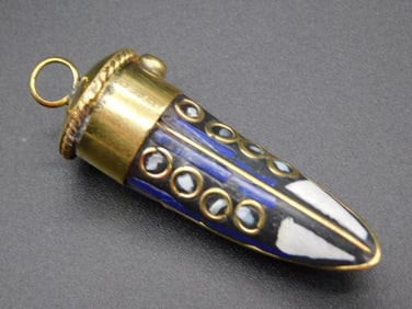 LAPIS LAZULI HORN PENDANT VINTAGE ANTIQUE