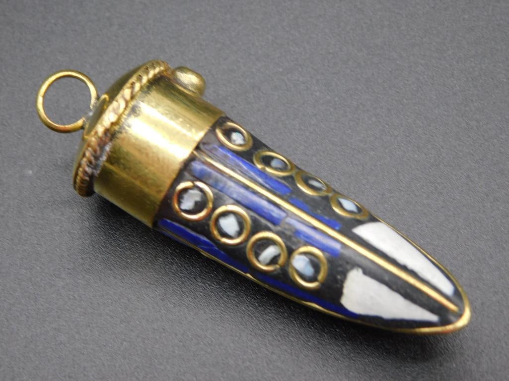 LAPIS LAZULI HORN PENDANT VINTAGE ANTIQUE: LAPIS LAZULI HORN PENDANT VINTAGE ANTIQUE