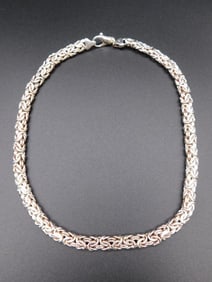 STERLING SILVER BYZANTINE CHAIN NECKLACE VINTAGE ANTIQUE