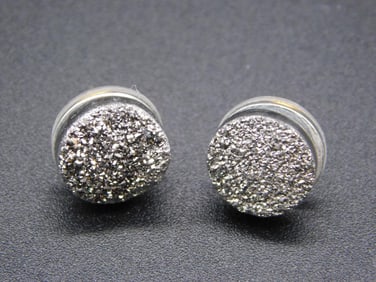 DRUZY PLATINUM TITANIUM EARRINGS VINTAGE ANTIQUE