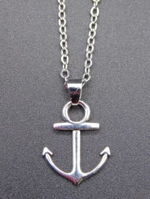 ANCHOR PENDANT ON CHAIN NECKLACE VINTAGE ANTIQUE
