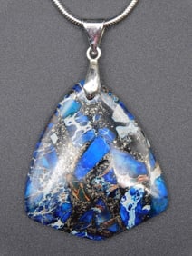 SEA SEDIMENT JASPER PENDANT ON CHAIN NECKLACE VINTAGE ANTIQUE