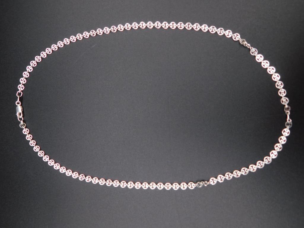 STERLING SILVER LINK NECKLACE VINTAGE ANTIQUE: STERLING SILVER LINK NECKLACE VINTAGE ANTIQUE