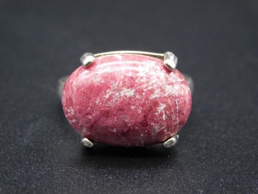 STERLING SILVER THULITE RING SIZE 8 VINTAGE ANTIQUE