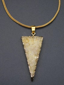 DRUZY QUARTZ PENDANT ON CHAIN NECKLACE VINTAGE ANTIQUE