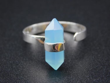 STERLING SILVER CHALCEDONY ADJUSTABLE RING VINTAGE ANTIQUE