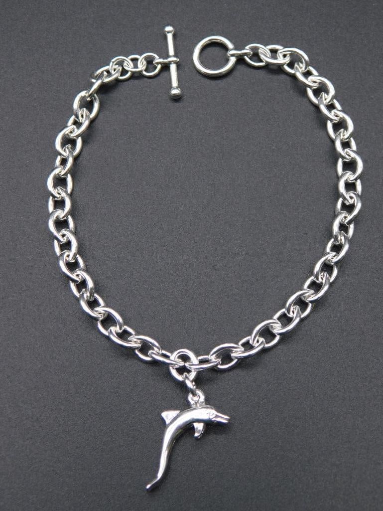 STERLING SILVER DOLPHIN BRACELET VINTAGE ANTIQUE: STERLING SILVER DOLPHIN BRACELET VINTAGE ANTIQUE