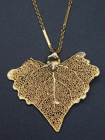 GOLD DIPPED PENDANT ON GOLD FILLED CHAIN NECKLACE VINTAGE ANTIQUE