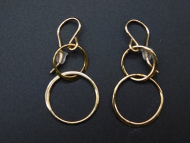 STERLING SILVER WITH HEAVY GOLD PLATING LINK EARRINGS VINTAGE ANTIQUE