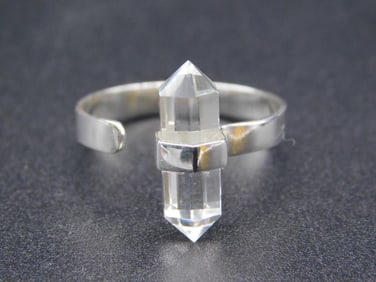 STERLING SILVER QUARTZ ADJUSTABLE RING VINTAGE ANTIQUE