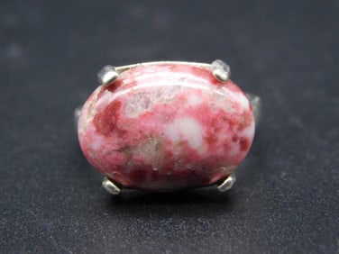 STERLING SILVER THULITE RING SIZE 7 VINTAGE ANTIQUE