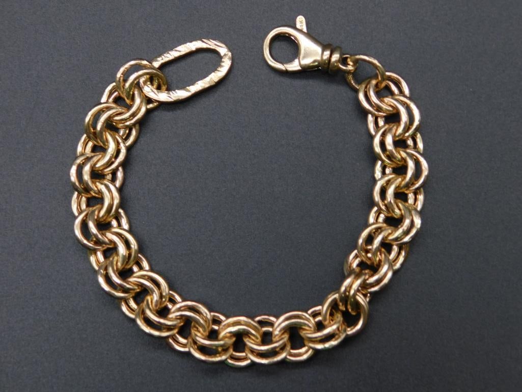 14K DOUBLE LINK BRACELET VINTAGE ANTIQUE (1 of 4)