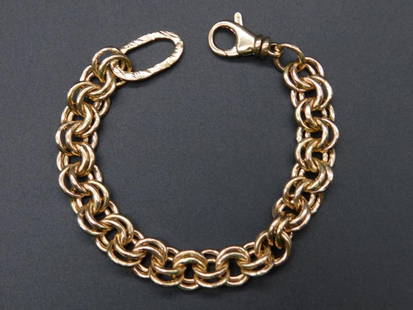14K DOUBLE LINK BRACELET VINTAGE ANTIQUE: 14K DOUBLE LINK BRACELET VINTAGE ANTIQUE