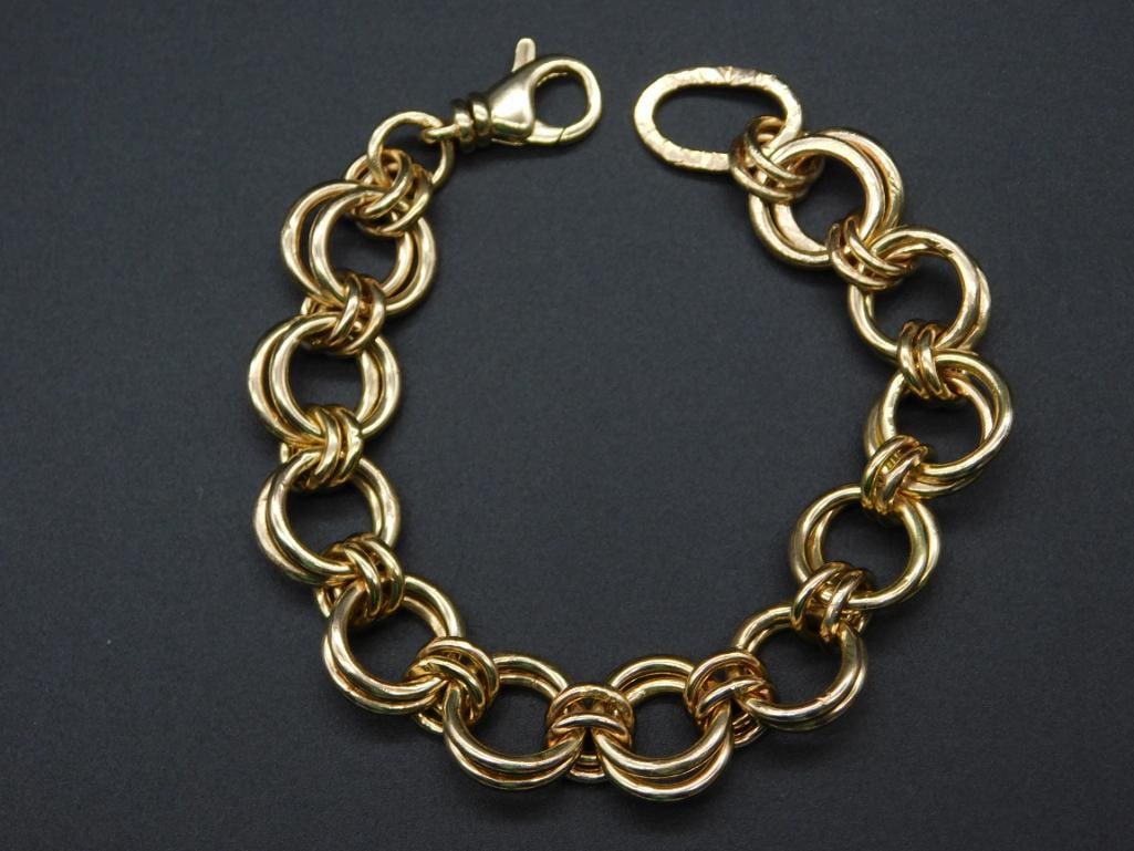14K DOUBLE LINK BRACELET VINTAGE ANTIQUE (1 of 3)