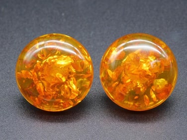 BALTIC AMBER 10KYG POST EARRINGS VINTAGE ANTIQUE