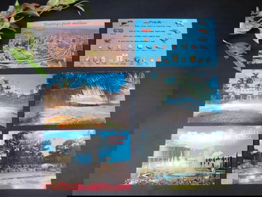 Set of Six Vintage Postcards Featuring Various Locations