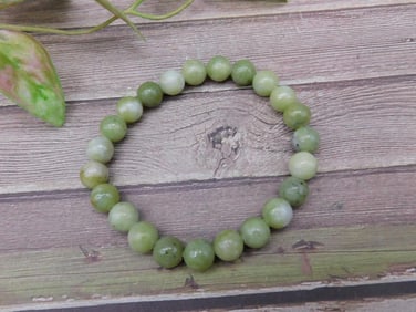 Green Beaded Stretch Bracelet