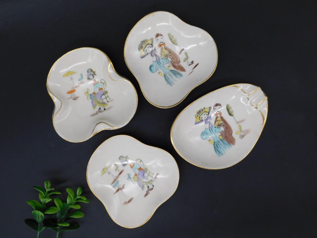 Set of Four Hand-Painted Porcelain Dishes LINDNER GERMAN (1 of 4)