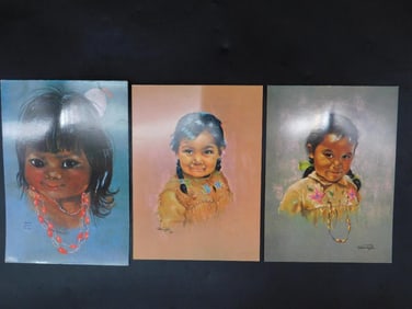 Set of Three Postcards Featuring Children with Jewelry