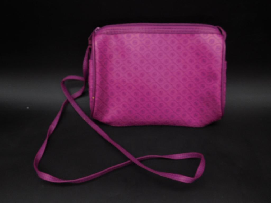 Purple Shoulder Bag with Embossed Pattern: Purple Shoulder Bag with Embossed Pattern