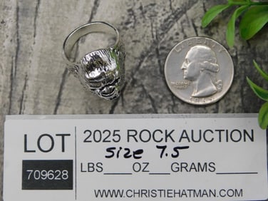 Silver-Tone Gorilla Head Ring, Size 7.5