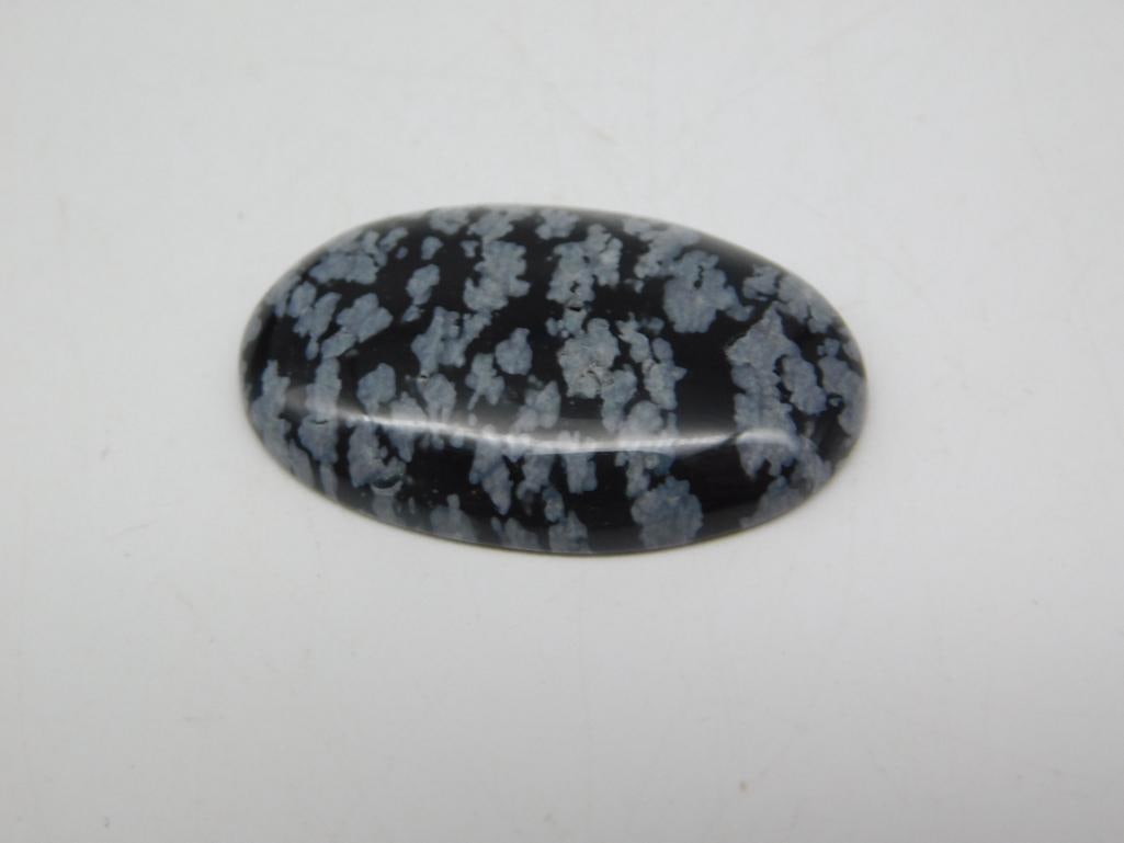 SNOWFLAKE OBSIDIAN CABOCHON ROCK STONE LAPIDARY SPECIMEN: SNOWFLAKE OBSIDIAN CABOCHON ROCK STONE LAPIDARY SPECIMEN
