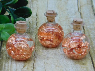 COPPER FLAKES IN BOTTLES ROCK STONE LAPIDARY SPECIMEN