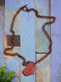 GENUINE STONE PENDANT ON CHAIN NECKLACE ROCK STONE LAPIDARY SPECIMEN