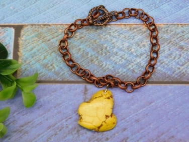 GENUINE STONE PENDANT ON CHAIN BRACELET