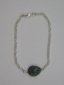 LABRADORITE STERLING SILVER BRACELET ROCK STONE LAPIDARY SPECIMEN